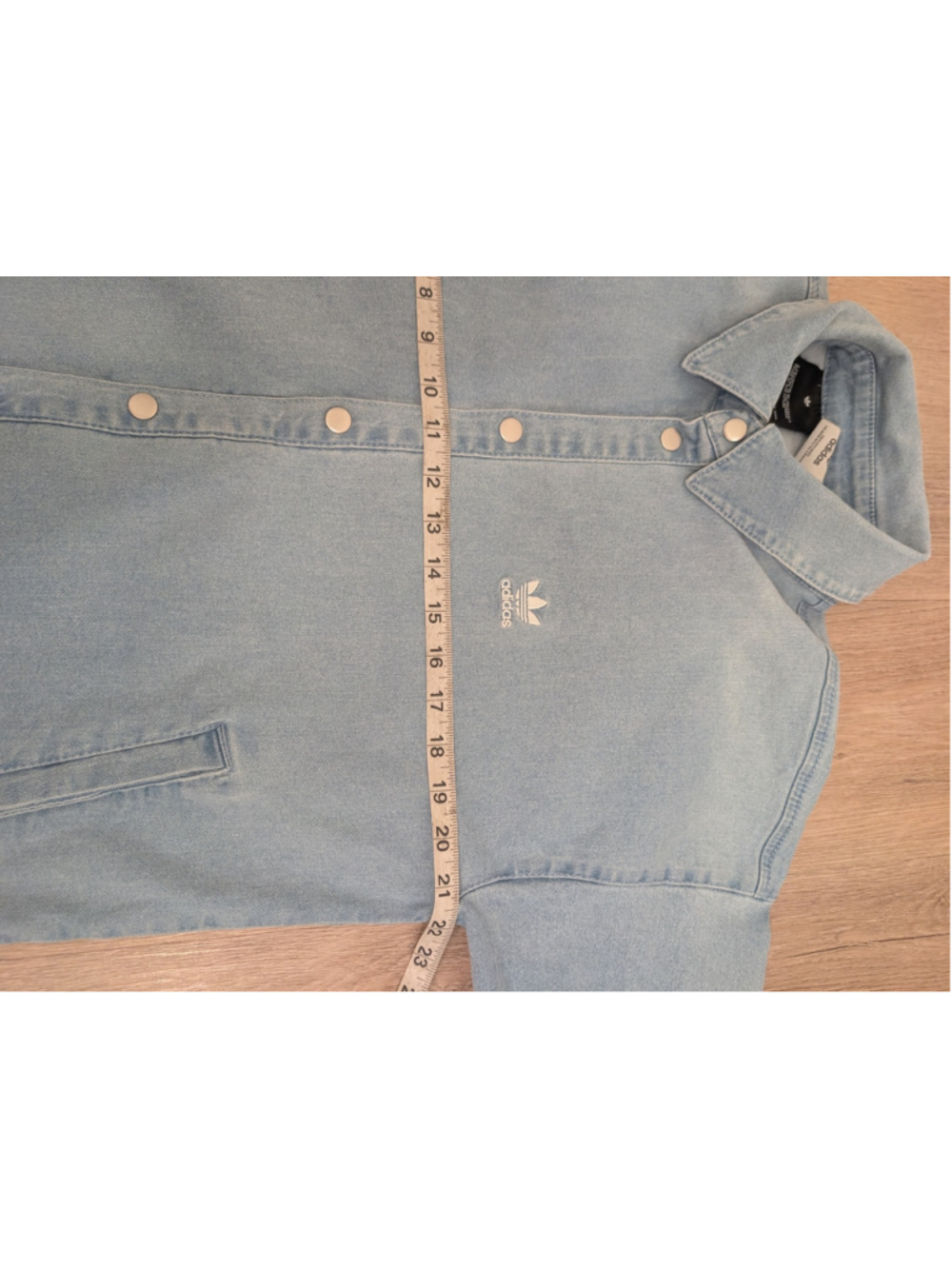 Adidas Light Blue Jean Always Original Denim Track Jacket Snap Buttons Oversized - Picture 13 of 14